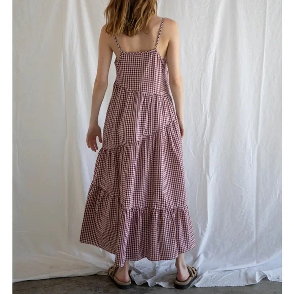 Things Between Purple Gingham Tiered Maxi Dress - Picture 6 of 7